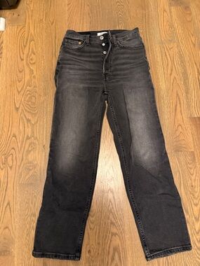 Re/Done Black Washed Ankle Jeans